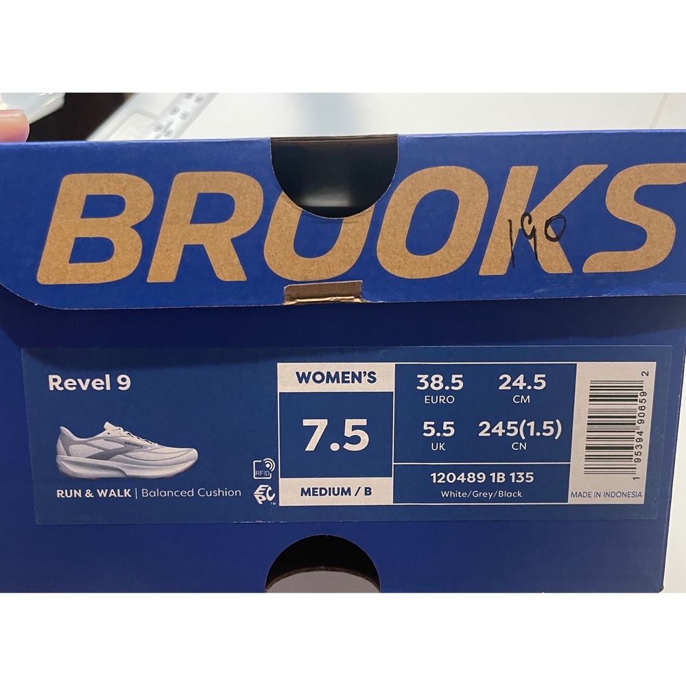 Brooks Revel 9 Womens Running Shoes White Grey Black 120489 1B 135 Size 7.5 - Picture 3 of 6